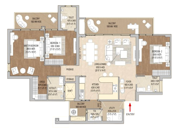3 BHK + Utility
